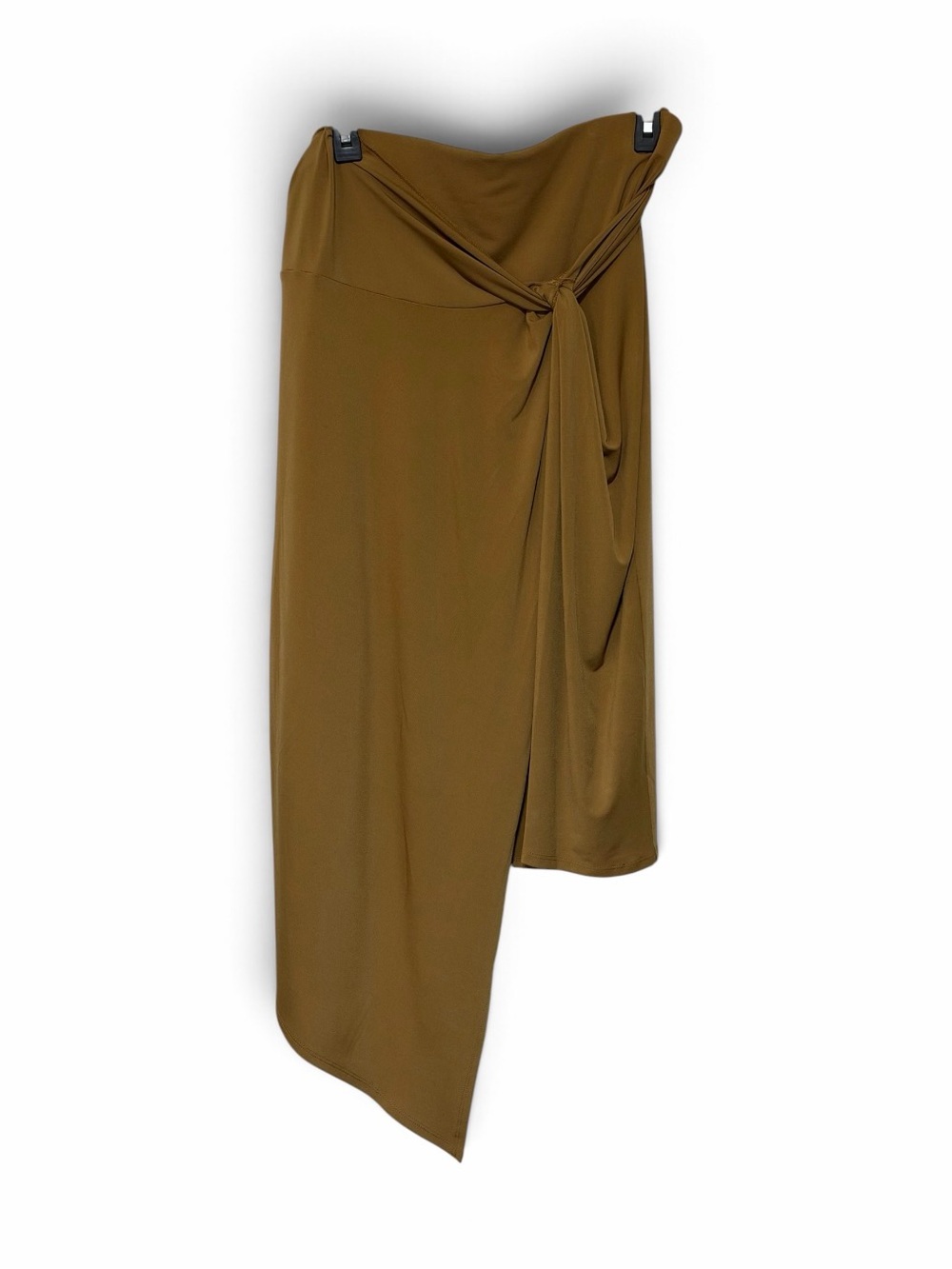 NINE WEST ~ Dark Mustard Color Asymmetrical Tie-Waist Midi Skirt with Underskirt